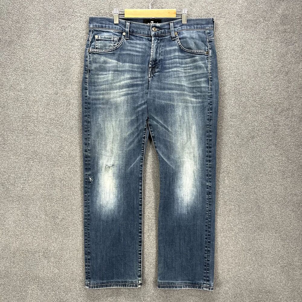 7 For All Mankind Jeans Luxe Performance Mens 31 Carsen Straight Distressed
